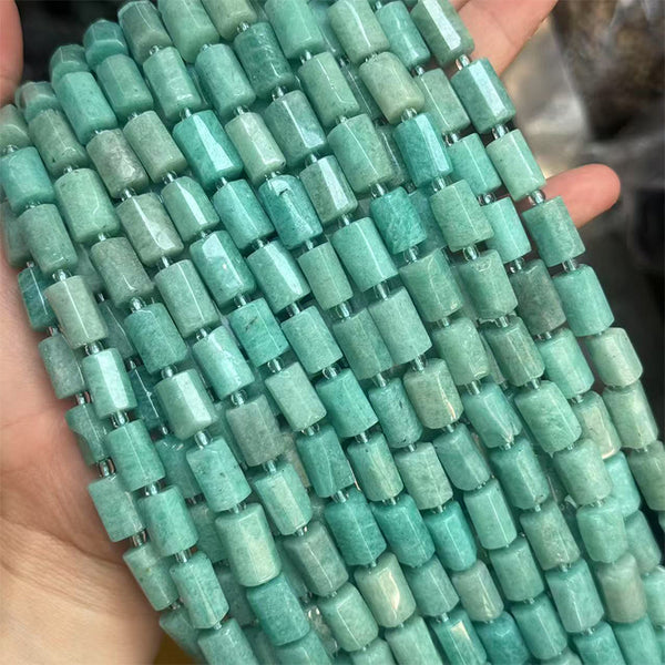 Natural Column-Shaped Amazonite Beads, Natural Color, 7*12mm, 1 Strand, MBGEAMA007