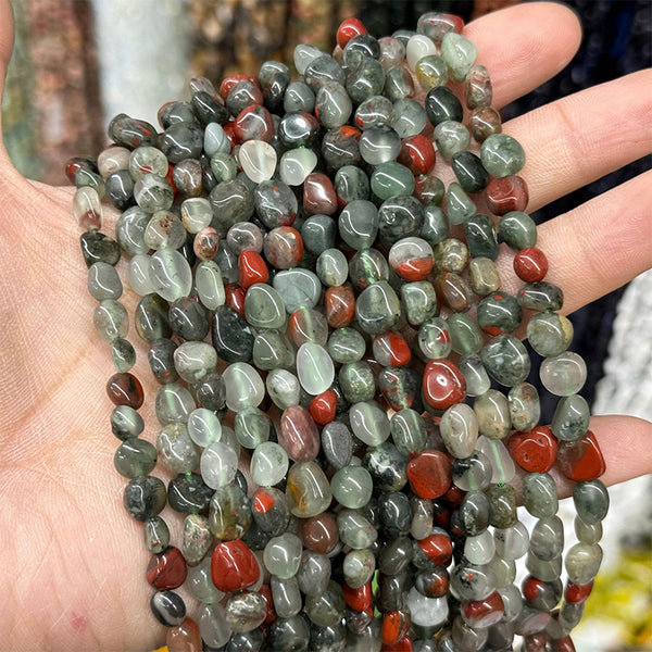 Natural Africa Bloodstone Chip Beads, Natural Color, Approximately 6*8mm, 1 Strand, MBGEBLO002