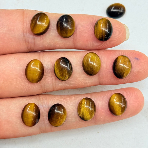 Natural Tiger Eye Oval Cabochons, Natural Color, AA Grade, 1 Piece, MFCA2601