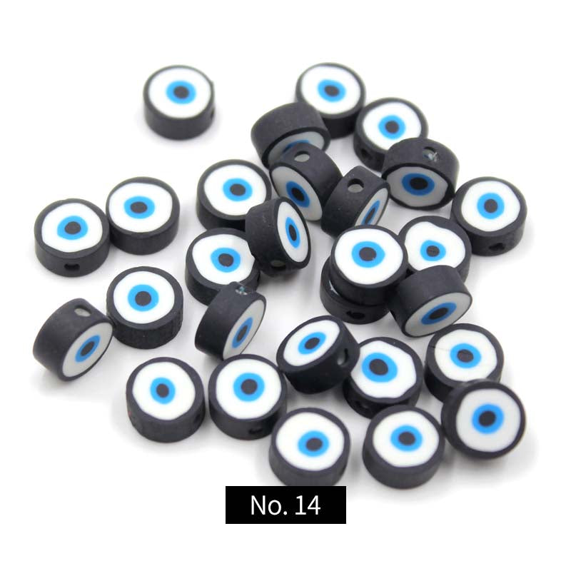 Cuentas de arcilla polimérica de ojo de demonio de 10 mm, MBCL029, No.1-14