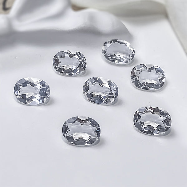 Oval Rock Crystal Faceted Gem, Natural Color, Eye Clean, 1 Piece, MFFG1301