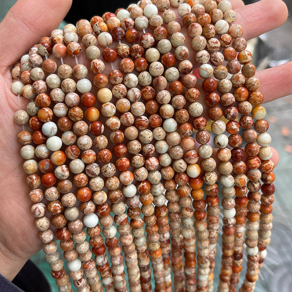 Natural Imperial Jasper Beads, 4/6/8/10mm, 1 Strand