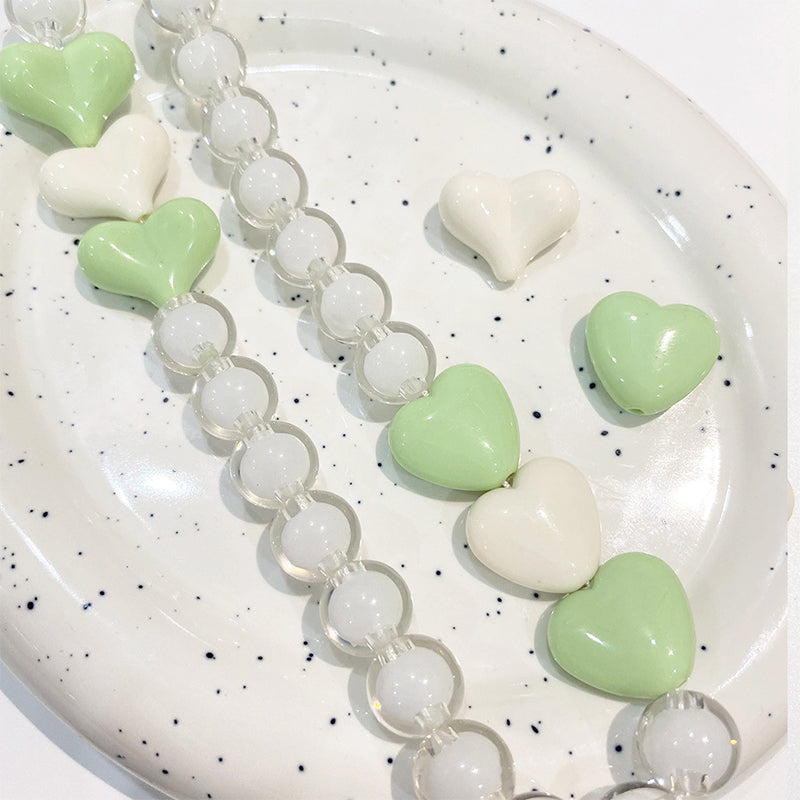 Heart-shaped Solid Color Acrylic Beads, 100g/500g, MBAC1104