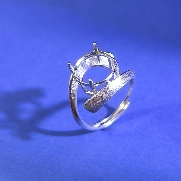 925 Sterling Silver Ring Setting, Round 11mm Faceted Stone, Adjustable, 1 Piece, MFJS1026