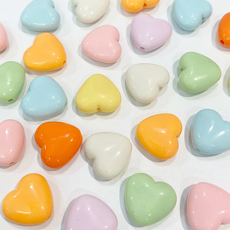 Heart-shaped Solid Color Acrylic Beads, 100g/500g, MBAC1104