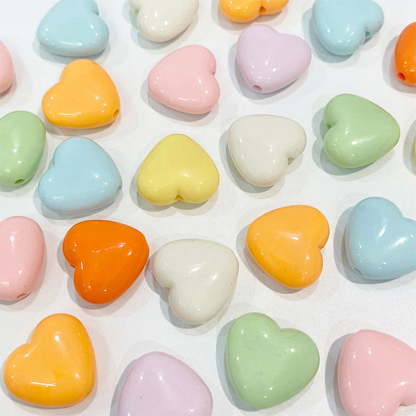 Heart-shaped Solid Color Acrylic Beads, 500g, MBAC1104