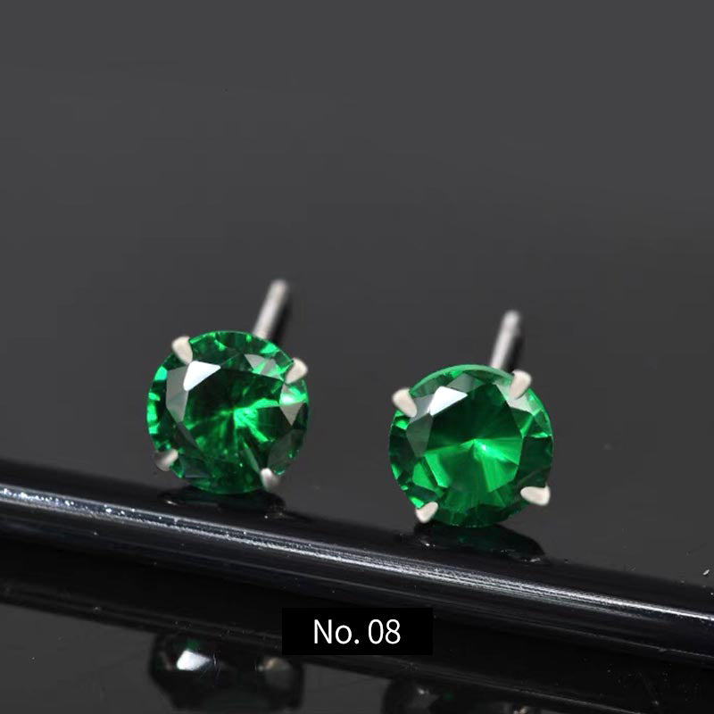 S999 Sterling Silver Inlaid Colorful Zircon Earrings, FESI010