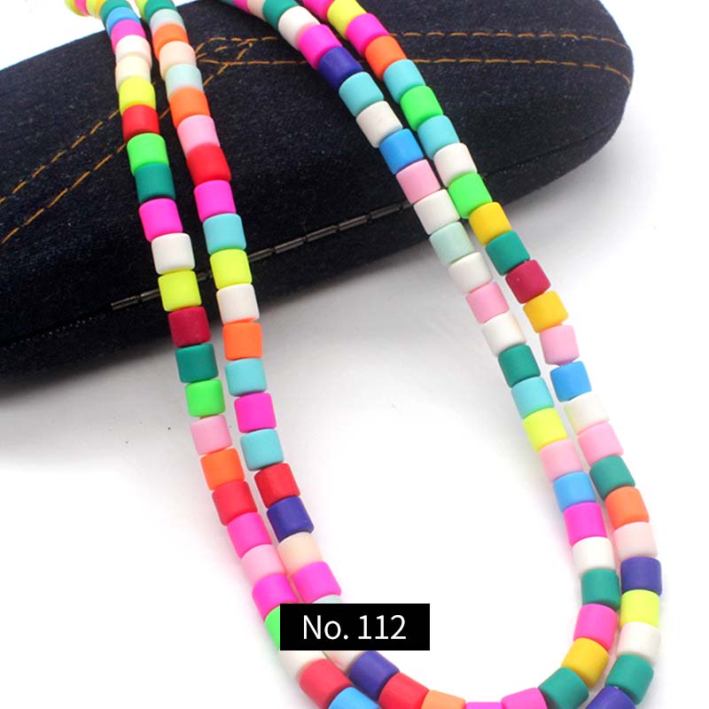 6*6mm Cylindrical Polymer Clay Beads, 1 Strand, MBCL1014, No.101-117