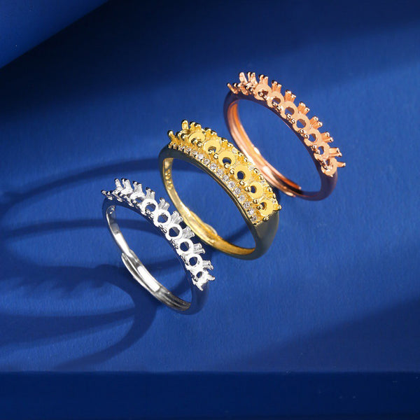 925 Sterling Silver Ring Setting, Round 2.5mm Faceted Stone, Adjustable, 1 Piece, MFJS1019