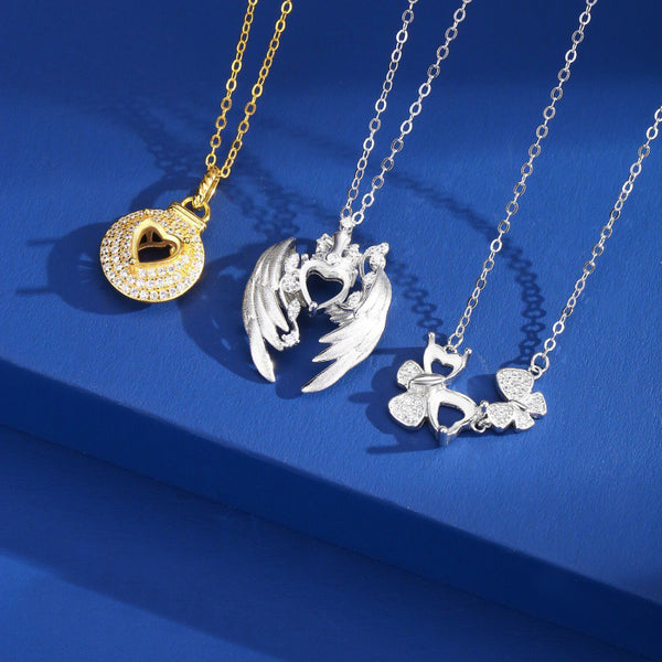 925 Sterling Silver Pendant Setting, Heart 6mm Faceted Stone, Includes Chain, 1 Piece, MFJS3005