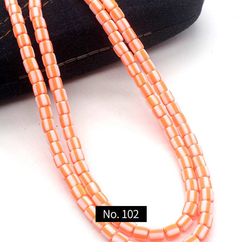 6*6mm Cylindrical Polymer Clay Beads, 1 Strand, MBCL1014, No.101-117