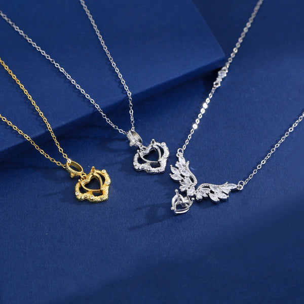 925 Sterling Silver Pendant Setting, Heart 7mm Faceted Stone, Includes Chain, 1 Piece, MFJS3006