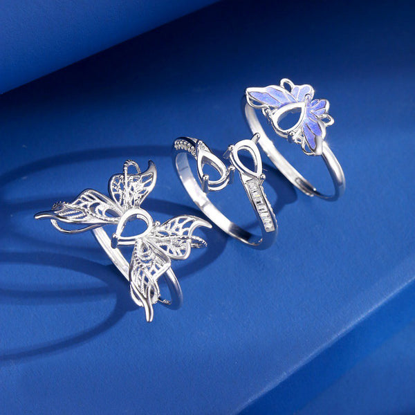 925 Sterling Silver Ring Setting, Pear 5×7 mm Faceted Stone, Adjustable, 1 Piece, MFJS1042