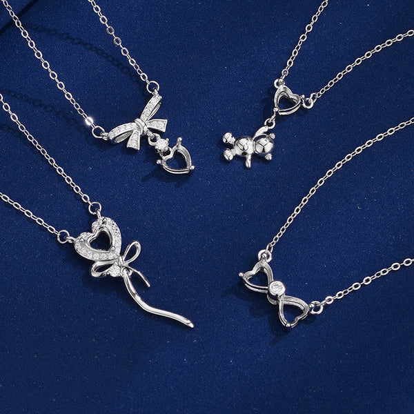 925 Sterling Silver Pendant Setting, Heart 5mm Faceted Stone, Includes Chain, 1 Piece, MFJS3008