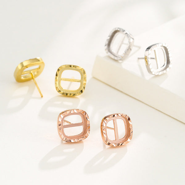 925 Sterling Silver Earring Setting, Suitable for Cushion Cabochons, 1 Pair, MFJS6013