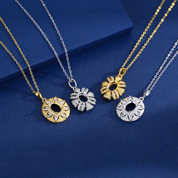 925 Sterling Silver Pendant Setting, Oval 6x8 mm Faceted Stone, Includes Chain, 1 Piece, MFJS3015