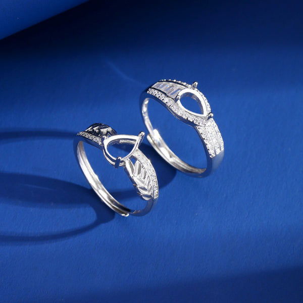 925 Sterling Silver Ring Setting, Pear 5×7 mm Faceted Stone, Adjustable, 1 Piece, MFJS1044