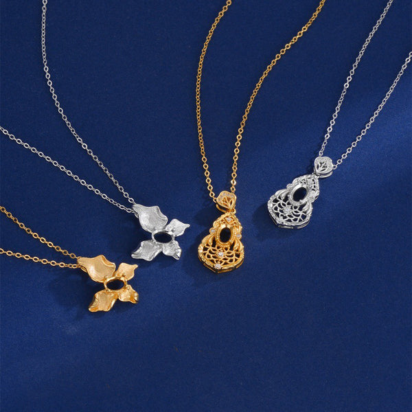 925 Sterling Silver Pendant Setting, Oval 4x6 mm Faceted Stone, Includes Chain, 1 Piece, MFJS3017