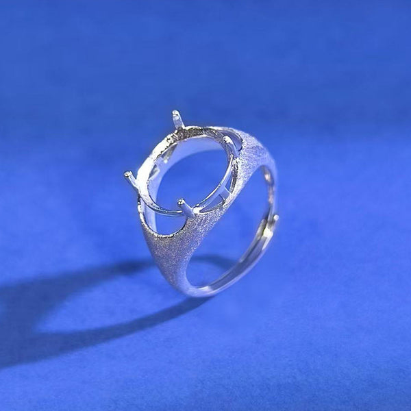 925 Sterling Silver Ring Setting, Round 12mm Faceted Stone, Adjustable, 1 Piece, MFJS1027