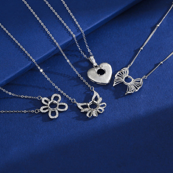 925 Sterling Silver Pendant Setting, Round 6mm Faceted Stone, Includes Chain, 1 Piece, MFJS3030