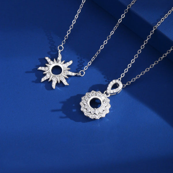 925 Sterling Silver Pendant Setting, Round 6mm Faceted Stone, Includes Chain, 1 Piece, MFJS3032