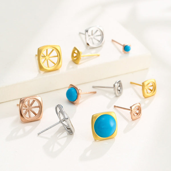 925 Sterling Silver Earring Setting, Suitable for Round Cabochons, 1 Pair, MFJS6023