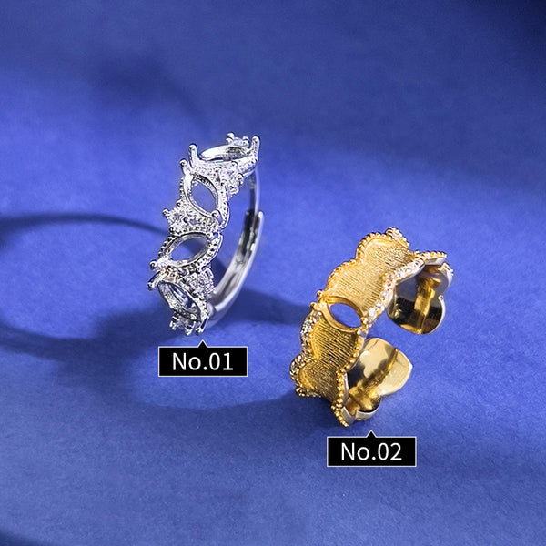 925 Sterling Silver Ring Setting, Marquise 3×6 mm Faceted Stone, Adjustable, 1 Piece, MFJS1047