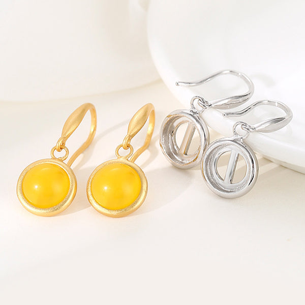 925 Sterling Silver Earring Setting, Suitable for Round Cabochons, 1 Pair, MFJS6021