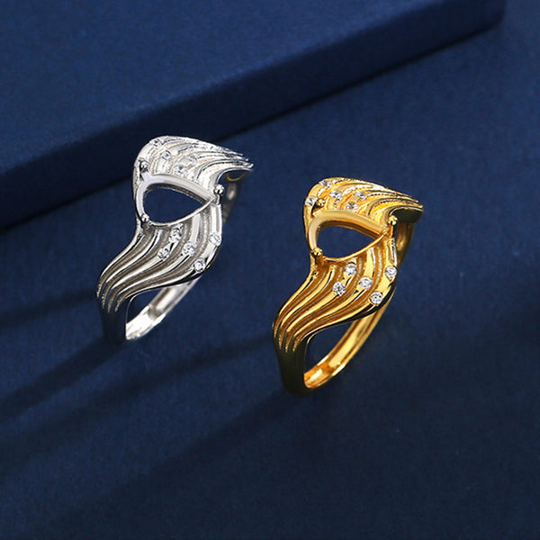 925 Sterling Silver Ring Setting, Pear 4×6 mm Faceted Stone, Adjustable, 1 Piece, MFJS1039