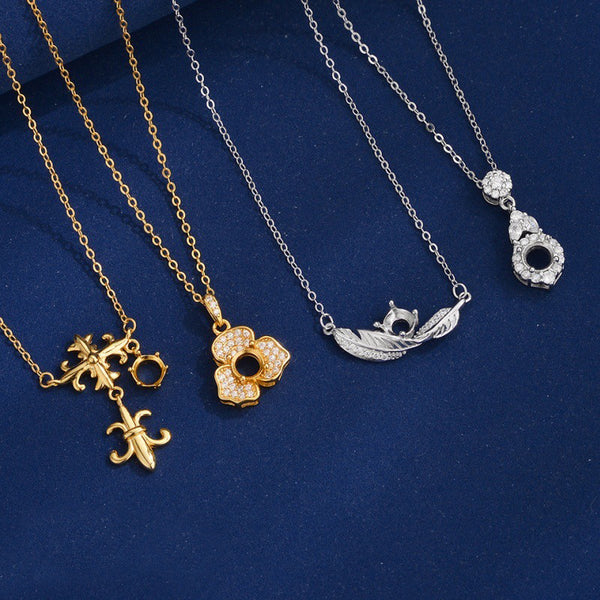 925 Sterling Silver Pendant Setting, Round 5mm Faceted Stone, Includes Chain, 1 Piece, MFJS3028