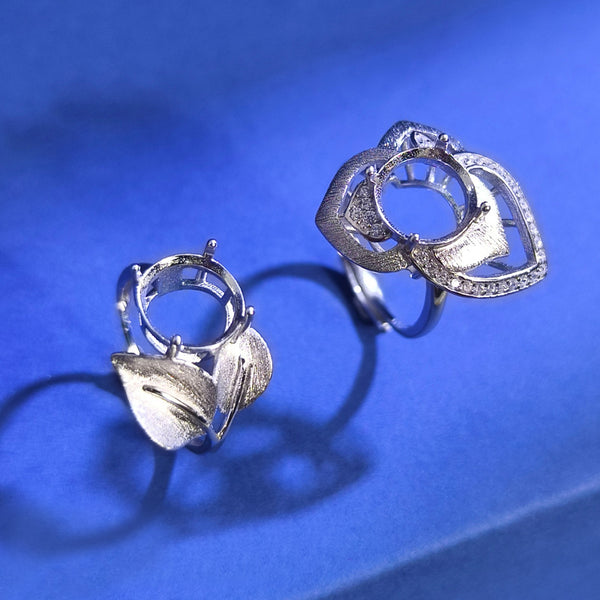 925 Sterling Silver Ring Setting, Round 10mm Faceted Stone, Adjustable, 1 Piece, MFJS1025