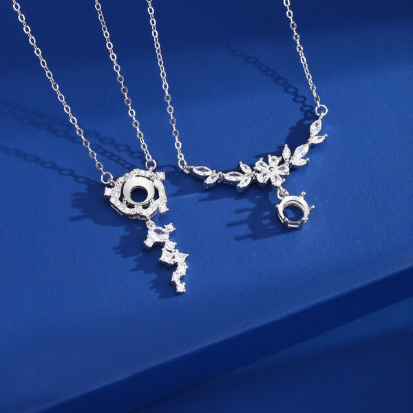 925 Sterling Silver Pendant Setting, Round 6mm Faceted Stone, Includes Chain, 1 Piece, MFJS3034