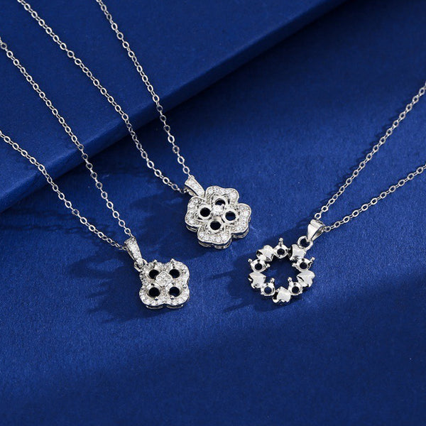 925 Sterling Silver Pendant Setting, Round 3mm Faceted Stone, Includes Chain, 1 Piece, MFJS3022