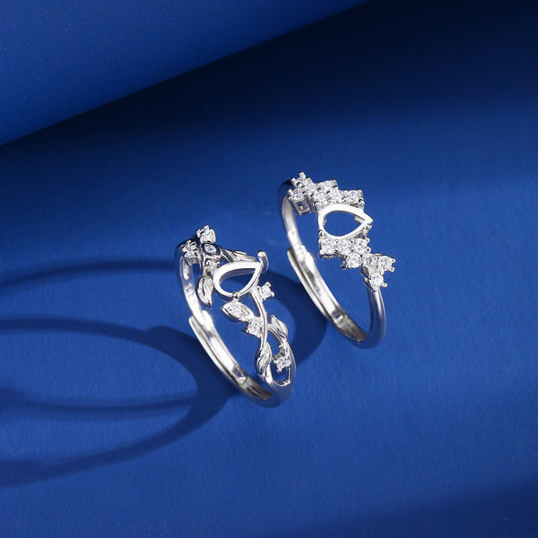 925 Sterling Silver Ring Setting, Pear 4×6 mm Faceted Stone, Adjustable, 1 Piece, MFJS1038