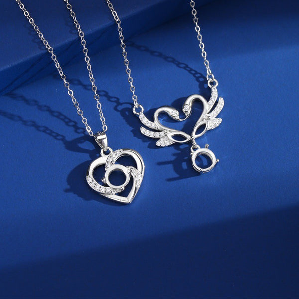 925 Sterling Silver Pendant Setting, Round 6mm Faceted Stone, Includes Chain, 1 Piece, MFJS3029