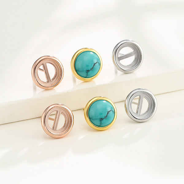 925 Sterling Silver Earring Setting, Suitable for Round Cabochons, 1 Pair, MFJS6015