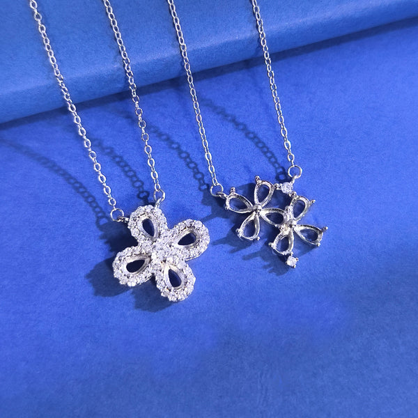 925 Sterling Silver Pendant Setting, Pear 3x5 mm Faceted Stone, Includes Chain, 1 Piece, MFJS3037