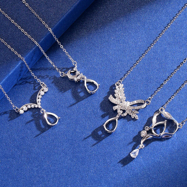 925 Sterling Silver Pendant Setting, Pear 6x8 mm Faceted Stone, Includes Chain, 1 Piece, MFJS3044