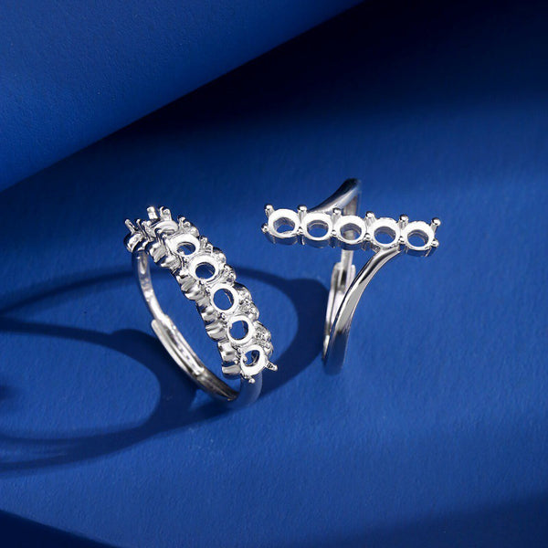 925 Sterling Silver Ring Setting, Round 3mm Faceted Stone, Adjustable, 1 Piece, MFJS1020