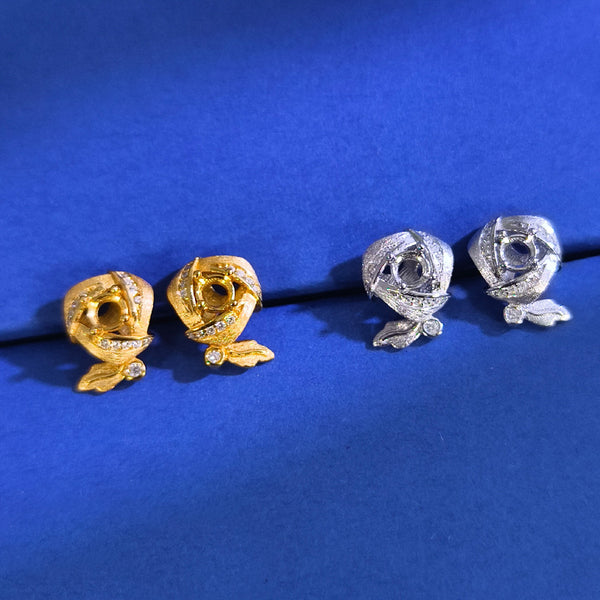 925 Sterling Silver Earring Setting, Suitable for 4mm Round Faceted Gemstones, 1 Pair, MFJS5003