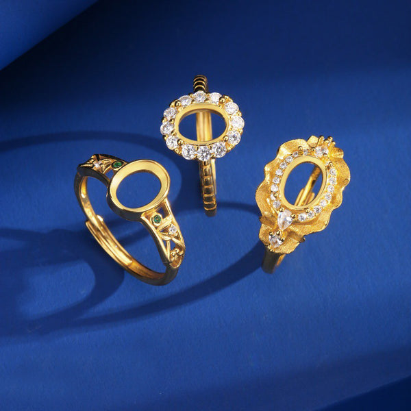 925 Sterling Silver Ring Setting, Oval 6×8 mm Faceted Stone, Adjustable, 1 Piece, MFJS1016