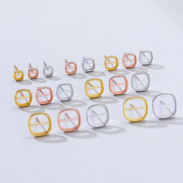 925 Sterling Silver Earring Setting, Suitable for Cushion Cabochons, 1 Pair, MFJS6012