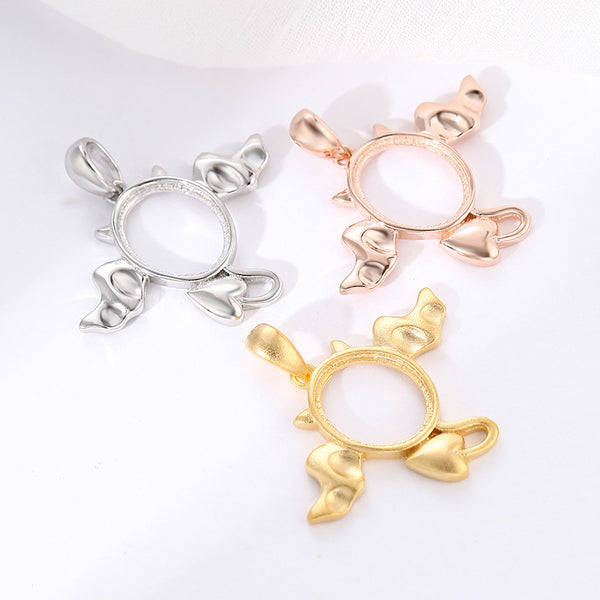 925 Sterling Silver Pendant Setting, Suitable for Oval Cabochons, Chain Not Included, 1 Piece, MFJS4009