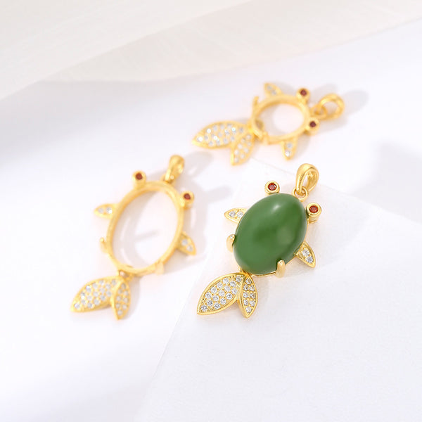 925 Sterling Silver Pendant Setting, Suitable for Oval Cabochons, Chain Not Included, 1 Piece, MFJS4010