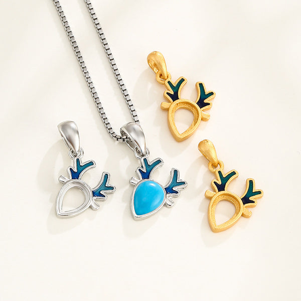 925 Sterling Silver Pendant Setting, Suitable for Pear Cabochons, Chain Not Included, 1 Piece, MFJS4033