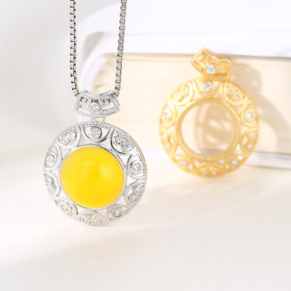 925 Sterling Silver Pendant Setting, Suitable for Round Cabochons, Chain Not Included, 1 Piece, MFJS4025