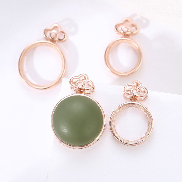 925 Sterling Silver Pendant Setting, Suitable for Round Cabochons, Chain Not Included, 1 Piece, MFJS4022