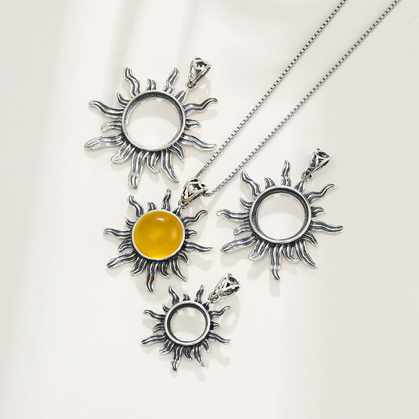 925 Sterling Silver Pendant Setting, Suitable for Round Cabochons, Chain Not Included, 1 Piece, MFJS4020