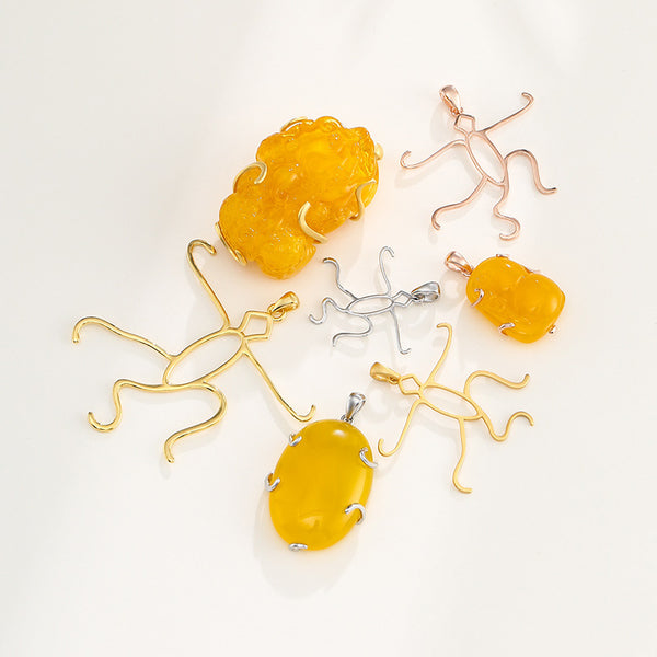 925 Sterling Silver Pendant Setting, Suitable for Irregular-Shaped Cabochons, Chain Not Included, 1 Piece, MFJS4027