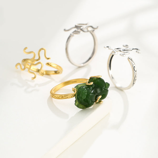 925 Sterling Silver Ring Setting, Irregular-Shaped Stones, Adjustable, 1 Piece, MFJS2025